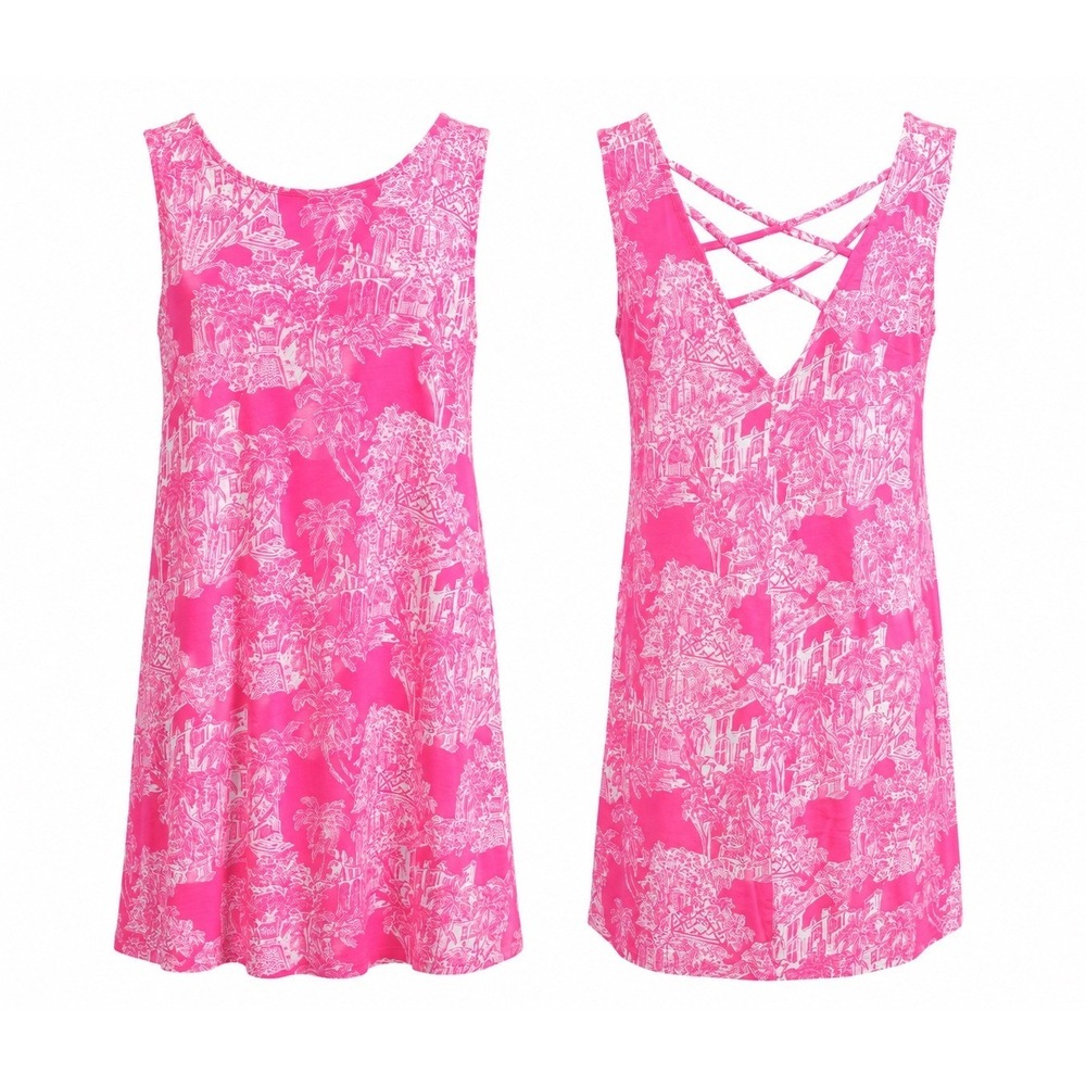 Lilly Pulitzer Kristen Dress Roxy Pink Palm Beach Print Size Small NWT MSRP $108